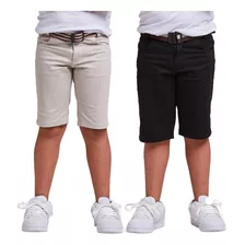 Kit 2 Bermuda Jeans Sarja Infantil Menino Short Masculino