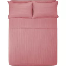 Juego De Sábanas Melocotton 1800 Micro Grabada Color Palo De Rosa Con Diseño Color Para Colchón De 200cm X 140cm X 25cm