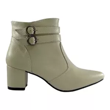 Botas Femininas Salto 6 C/ Curto Bico Fino Confortável Couro