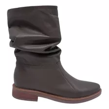  Botineta Bota Corta Taco Bajo Cuero Mujer Zapato 1600/fb