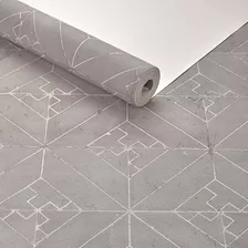 Papel De Parede Vinílico Textura Geométrico Cerâmica Cinza