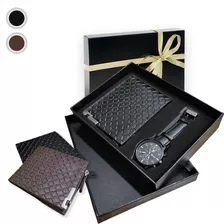 Set Tarjetero Billetera De Hombre Con Reloj 