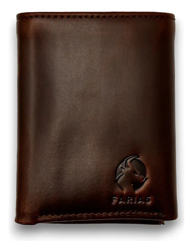 Cartera Minimalista Para Hombre Compacta De Cuero Genuino  Marrón Liso