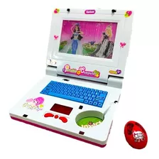 Notebook Laptop Rosa Infantil Musical Com Mouse Luz Som