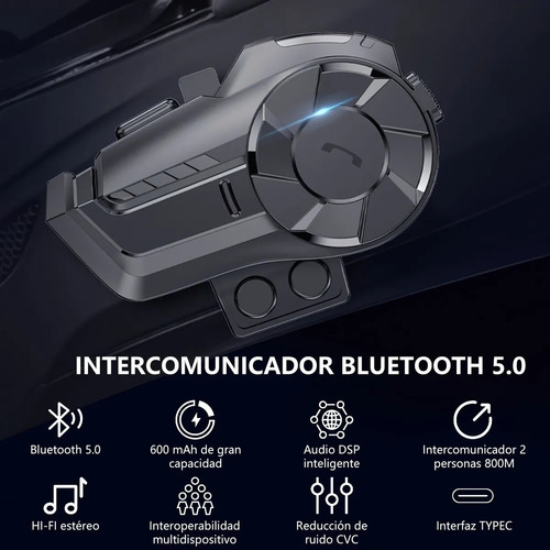 Intercomunicador Motocicleta Para Casco Bluetooth 2 Pcs Ip65 Foto 2