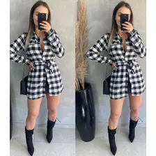 Vestido Xadrez Em Algodão