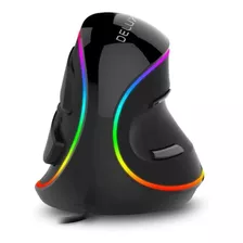 Delux Mouse Vertical Ergonómico Con Cable, Rgb, 6 Botones