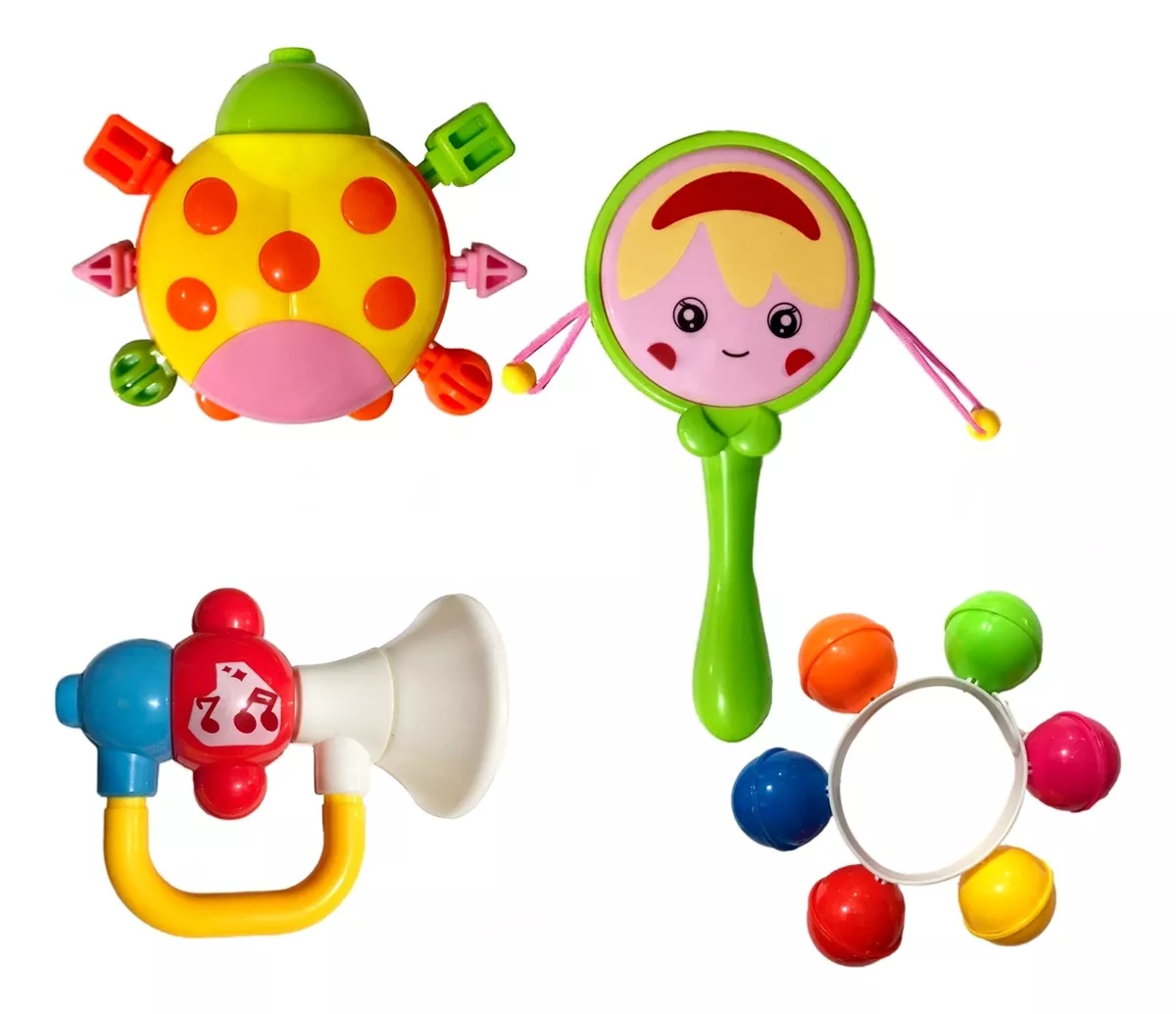 Brinquedo Infantil Educacional Bebê Conjunto Kit 4 Chocalhos