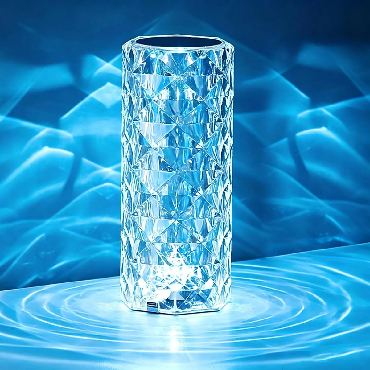 Velador Cristal Diamante Rgb Recargable