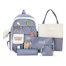 Kit Set 5 Mochila Kawaii Coreana Bolsa Escolar Estudiante