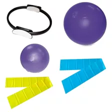 Kit Pilates - Faixa + Anel + Bola Suíça 65 Cm + Overball