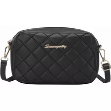 Bolso De Hombro Con Patrón Oblicuo Moda,bolso Cámara Negro