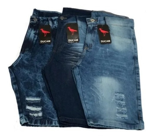 Kit 3 Bermudas Jeans Masculina Atacado C/ Nota Fiscal