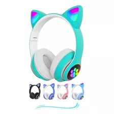 Fone De Ouvido Gatinho Bluetooth Infantil Led Menino Menina