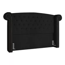 Cabeceira Cama Box Casal 140cm Provença P02 Veludo Preto - M