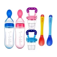 Kit Chupeta Frutas + Mamadeira De Silicone Dosadora + Colher