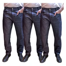 Kit 3 Calças Tradicional Jeans De Serviço Básica Masculino 