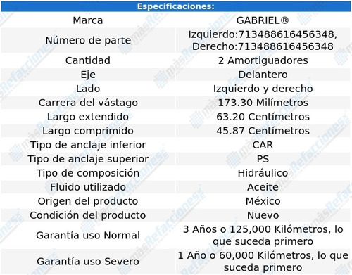 Par Amortiguadores Delanteros Hidrulicos Samurai 79-84 Foto 2