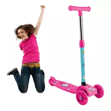 Patinete Menina Girl 3 Rodinhas Com Luz Ajuste Altura Rosa