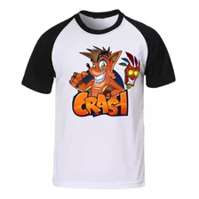 Camiseta Crash Raglan Adulto E Infantil Geek Desenho Jogo
