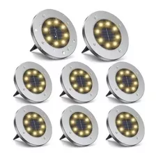 8 Piezas Lámpara 10 Leds Solar Para Jardin Impermeable