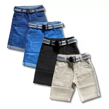 Kit 4 Bermuda Shorts Jeans Infantil Menino 2 Ao 16 Anos