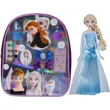 Set Muñeca Elsa Y Mochila Con Cosmeticos Frozen Disney Origi