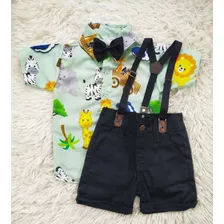 Roupa Infantil Safari Baby. Conjunto Social Menino Novo