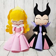 Bonecas Princesa Aurora E Malévola Em Feltro