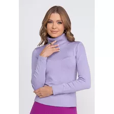 Blusa De Frio Sueter Tricot Cacharrel Gola Alta Lavanda