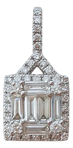 Pingente Pizza Quadrado De Diamantes 0,62ct Ouro 18k Branco