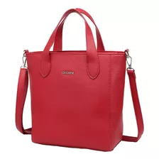 Shopper Cch Carterita Cecchini Simil Cuero Clásica Básica Color Rojo