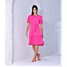 Vestido Curto Duna Maquinetado Com Decote V Cor Verde Tam M