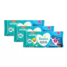 Kit 144 Lenços Umedecidos Pampers Splashers Baby Shark 