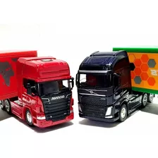 Miniatura Scania Ou Volvo Fh Caminhão Transporte Baú