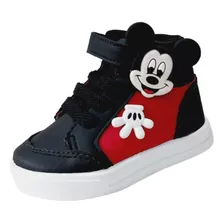 Tênis Infantil Estilo Botinha Mickey Mouse, Com Velcro