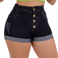 Bermuda Jeans Feminina Lavagem Escura Curta