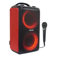 Caixa Som Bluetooth 600w Rms Portátil Vermelho + Microfone