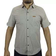 Camisa Drill Manga Corta Para Hombre - Biege