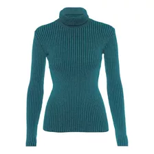 Cacharrel Blusa Tricot Lã Feminina Canelada Grossa Seg Pele