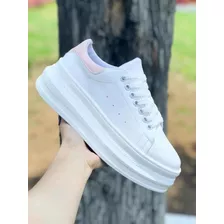Tenis Sneakers Mujer Plataforma Blanco/rosa Claro