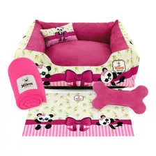 Kit Cama De Cachorros Gatos 5 Pçs Camurcinha Panda - Média