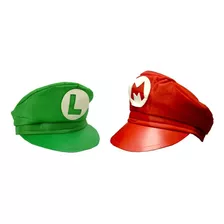 Kit 2 Chapéu Quepe Do Mario (vermelho) E Luigi (verde) Italiano - Infantil Fantasia.