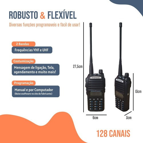 Kit 2 Walkie Talkie Baofeng Uv82 Largo Alcance Uhf Vhf Foto 3