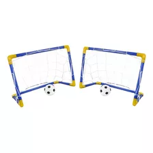 Kit 2un Mini Goleira Infantil Golzinho Travezinha Gol A Gol Cor Azul