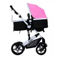 Cochecito De Paseo Cartan Stl500 Plus Negro/rosa Con Chasis Color Blanco