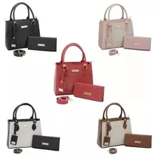 Kit 5 Bolsas Feminina + 5 Carteira Promoção Preço De Atacado