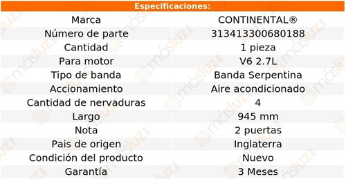 Banda 945 Mm Acc Legend Acura V6 2.7l 87/90 Continental A/a Foto 5