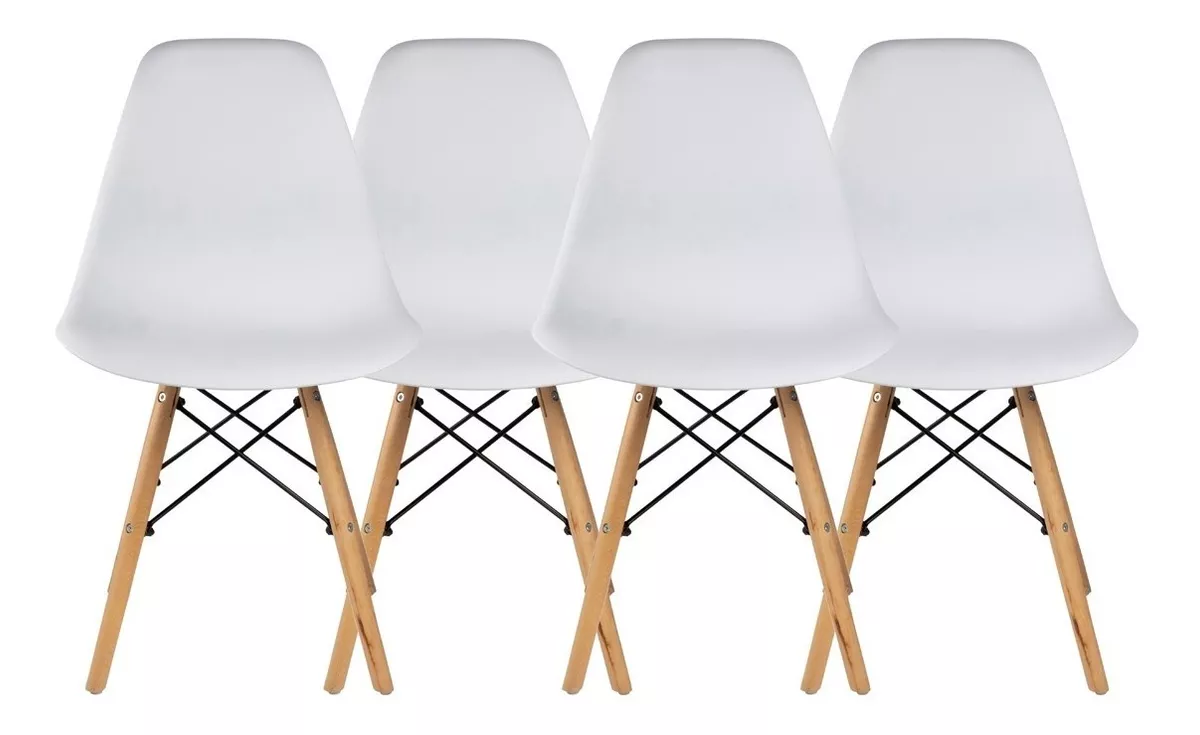 Kit Com 4 Cadeiras Charles Eames Eiffel Begônia