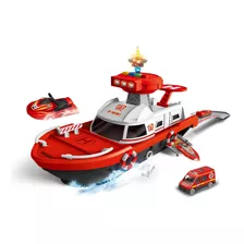 Barco Corpo De Bombeiros Com Som Luz Carrinho Lancha Jetski Cor Vermelho